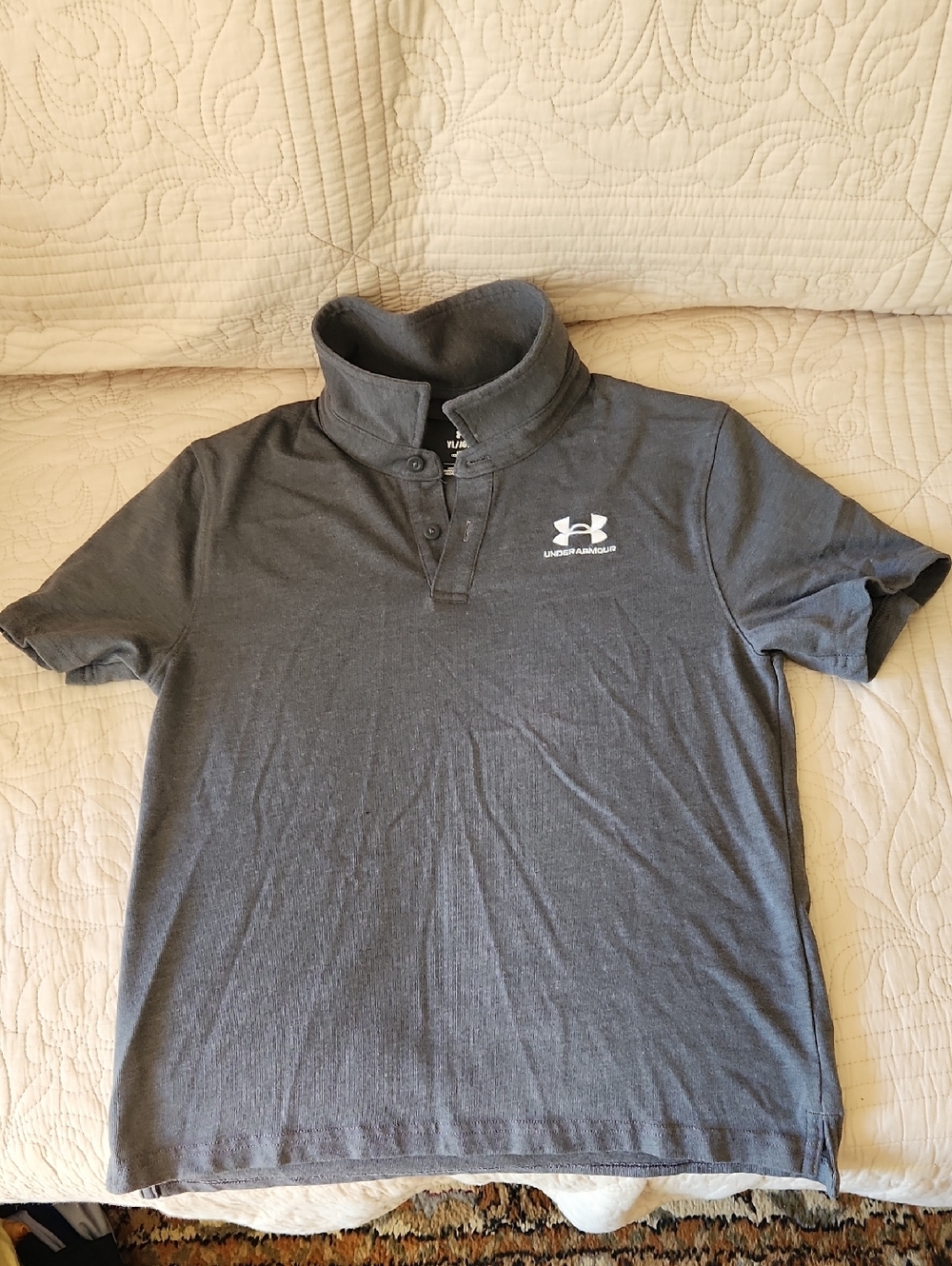 Under Armour Charcoal Gray Short Sleeve Polo with Stand Collar